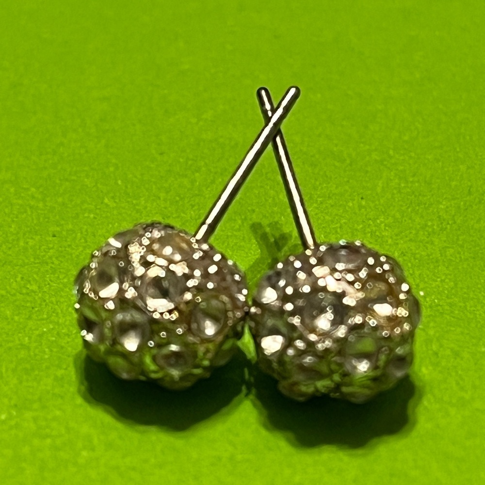 Stud Silver Rhinestone Earrings - image 3